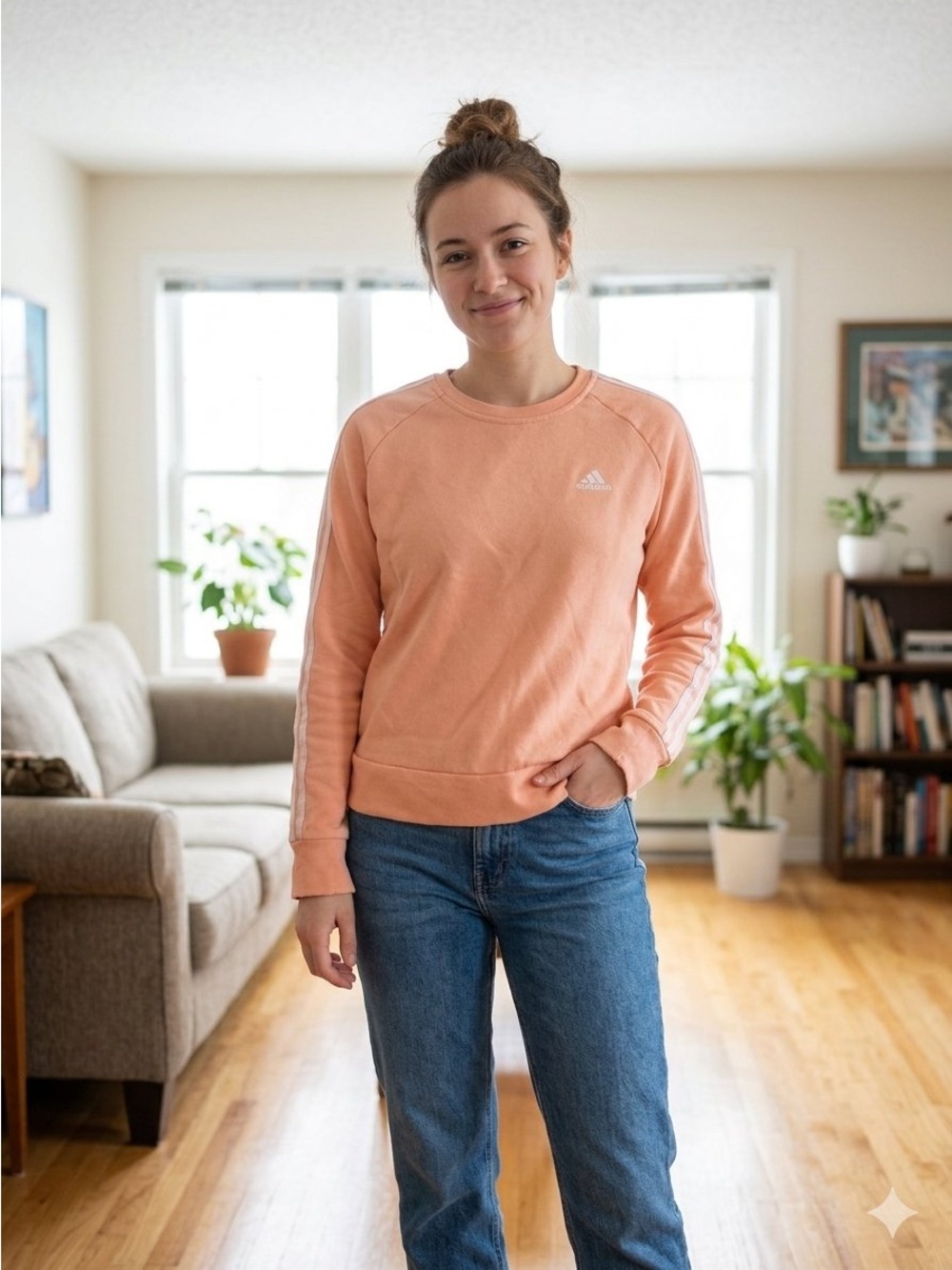 adidas Women's Light Peach Crewneck Sweatshirt